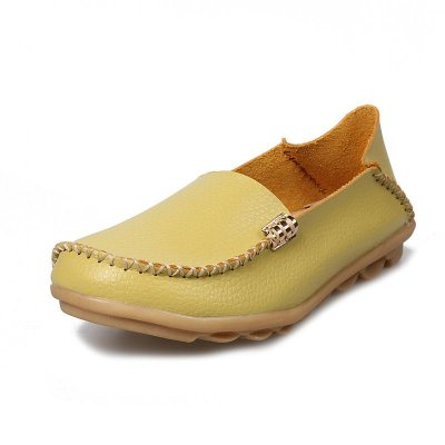 New Women Flats Genuine Leather shoes Flat Loafers Casual Ladies Slip Cow Driving Boat Shoes