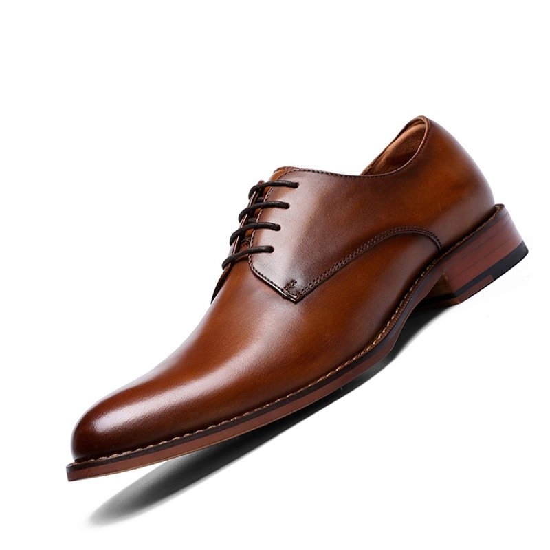 Brand New Men's Genuine Leather Shoes Business Dress Elegant Gentleman Shoes Simple British Style Wedding Shoes Black