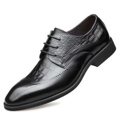 New Men's Quality Genuine Leather Shoes Crocodile pattern Shoes Size 38 43 Black Soft Man Top Real Business Leather Shoes