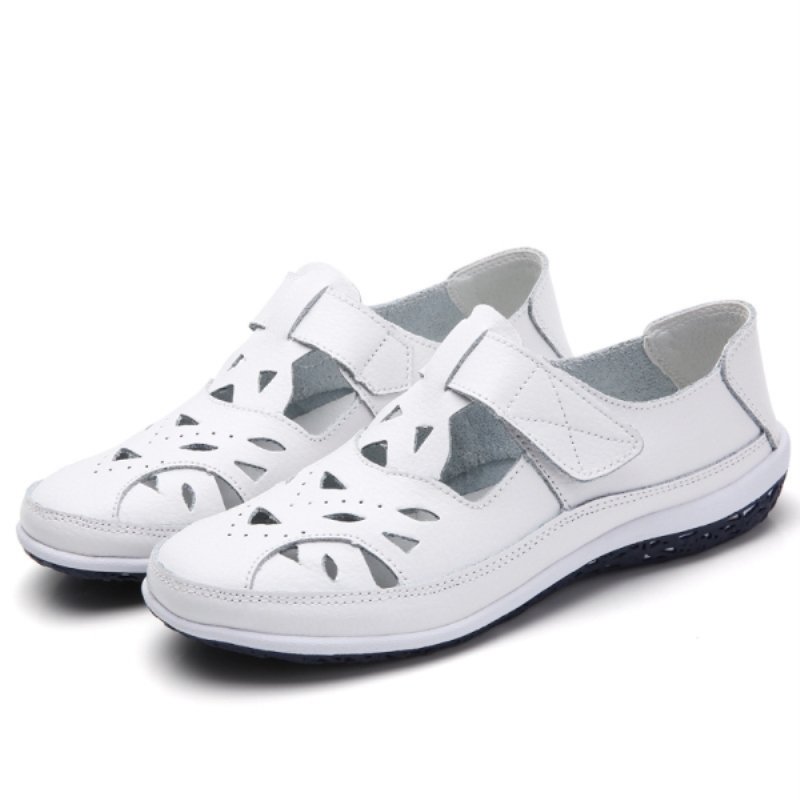 Women Rome Sandals Split Leather Soft Bottom Summer Shoes Woman Casual Flat Sandals Cut out Ladies Sandalias Plus Size SH072301