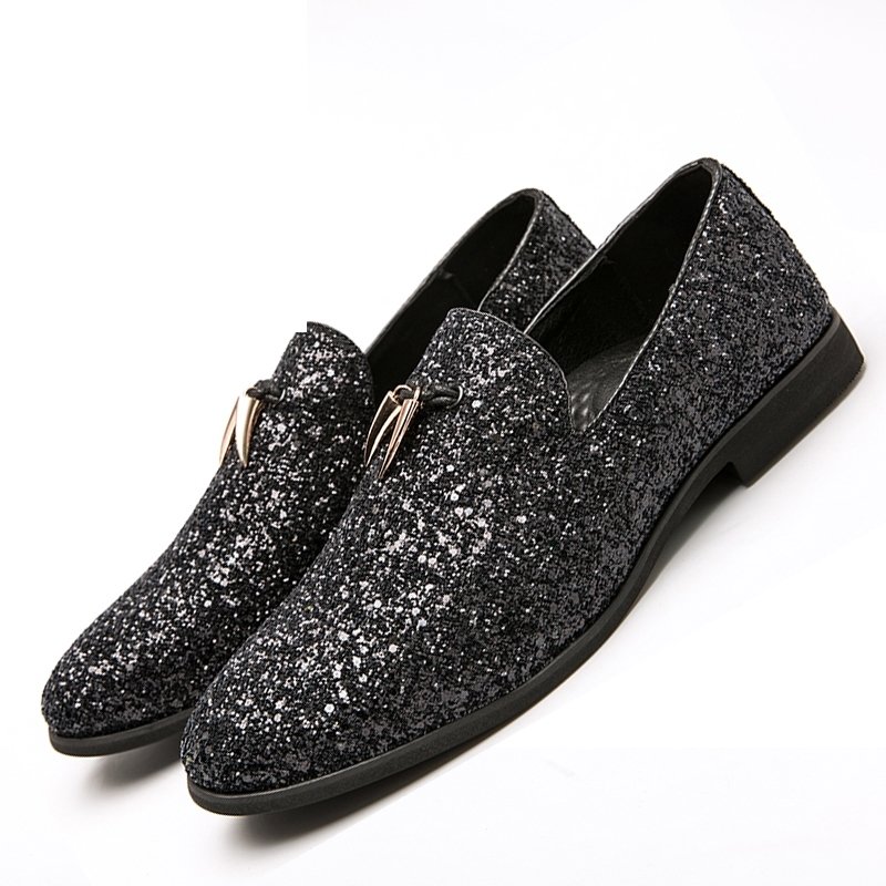 Hot Sale Men Liesure Shine Doug Flat Slip on Party Dress Shoes Casual Pointed Toe Solid Color Wedding Loafer Big Size 37 48