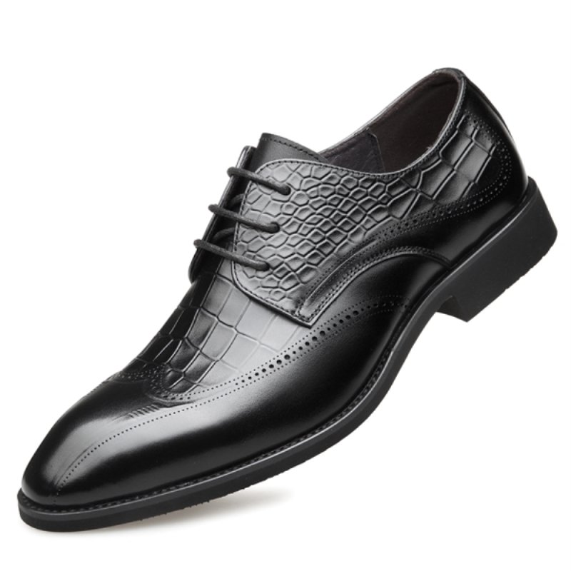 New Men's Quality Genuine Leather Shoes Crocodile pattern Shoes Size 38 43 Black Soft Man Top Real Business Leather Shoes