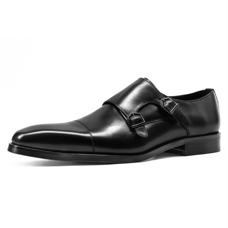 Men's Leather Shoes New Business Formal Shoes Men Korean Double Buckles Cowhide Monk Shoes for Man